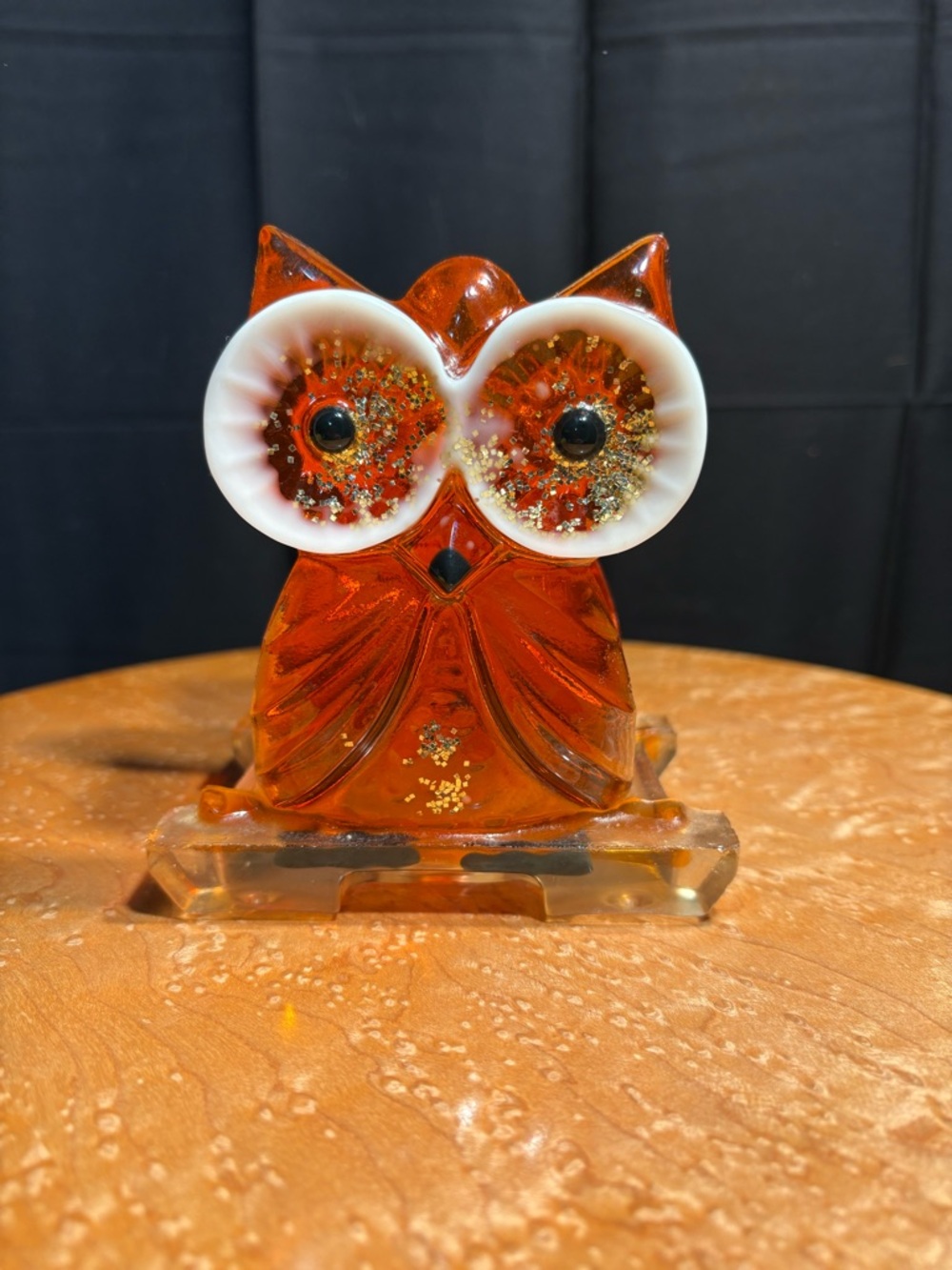 ✨ VINTAGE 70s MCM Amber Lucite Owl Napkin & Mail Holder ✨